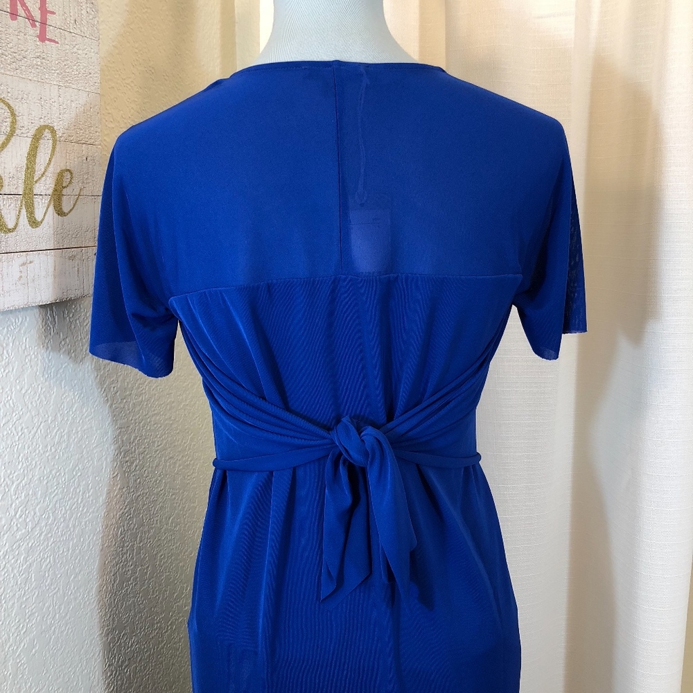 COS Blue Shift Dress Mesh Sleeve Tie Back, S NWT - Picture 7 of 8